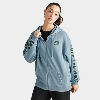 Vans Women's Extra Fun Checkerboard Oversized Full-zip Hoodie In Cinadel