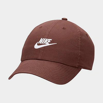 Nike Club Unstructured Futura Wash Strapback Hat In Baroque Brown/white