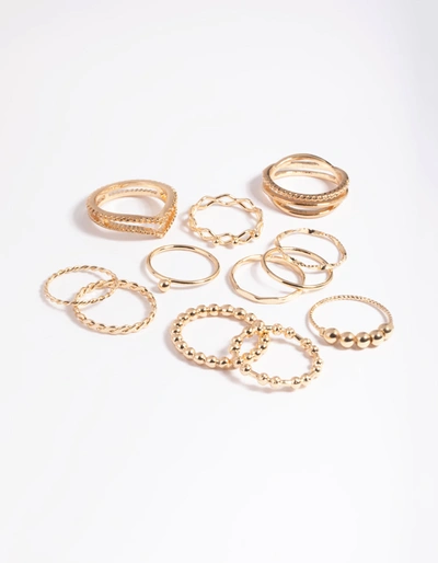 Lovisa Gold Mixed Ball Ring Stack Pack In Multi