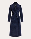 Sentaler Boucle Notch Collar Wrap Coat In Blue