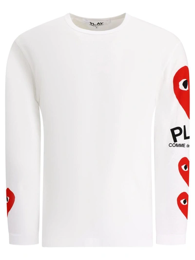 Comme Des Garçons Play Red Heart L/s T-shirt In White