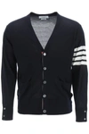 Thom Browne Milano Stitch V Neck Cardigan In Cotton In Blue