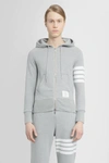 Thom Browne Mens Light Grey Striped Brand-patch Cotton-jersey Hoody In Grey