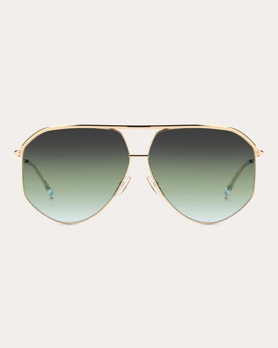 Isabel Marant Wild Metal 64mm Gradient Oversize Aviator Sunglasses In Gold/green Gradient
