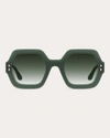 ISABEL MARANT WOMEN'S GREEN ELY HEXAGON SUNGLASSES