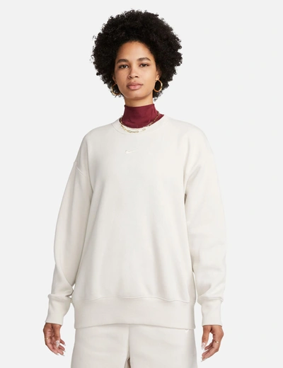 Nike Women's Sportswear Phoenix Fleece Oversized Crewneck Sweatshirt In Light Orewood Brown/sail