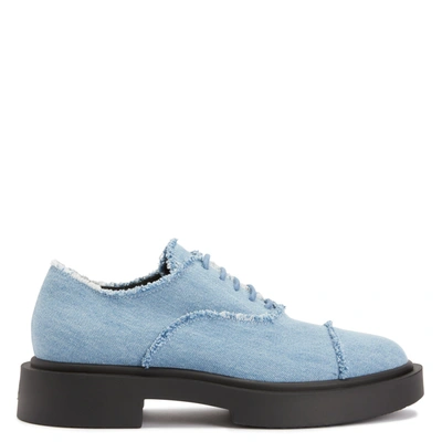 Giuseppe Zanotti Adric Denim Lace-up Shoes In Blue