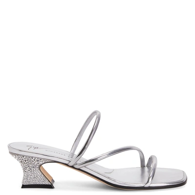 Giuseppe Zanotti Guiseppe Zanotti Women's Twingo Embellished Heel Slide Sandals In Silver