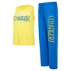 Concepts Sport Women's  Royal, Gold Distressed Los Angeles Chargers Muscle Tank Top And Pants Lounge In Royal