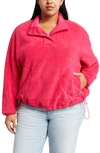 Ugg Atwell Sherpa Half Snap Pullover Jacket In Cerise