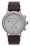 Timex ® Waterbury Standard Leather Strap Watch, 40mm In Brown
