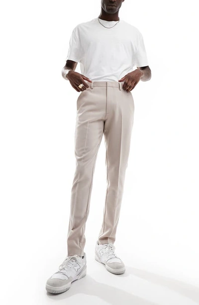 Asos Design Skinny Smart Pants In Stone-neutral