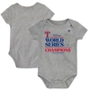 FANATICS INFANT FANATICS BRANDED HEATHER grey TEXAS RANGERS 2023 WORLD SERIES CHAMPIONS LOCKER ROOM BODYSUIT