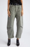 Nili Lotan Shon Crop Stretch Cotton Balloon Pants In Grey