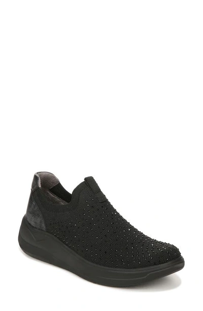 Bzees Twilight Crystal Embellished Knit Sneaker In Black