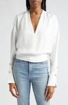 RAMY BROOK KIMBER PLEATED SHOULDER CROP BLOUSE