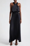 Ramy Brook Arina Pleated Halter Dress In Black