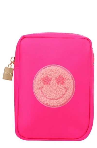 Bloc Bags Mini Smiley Cosmetics Bag In Hot Pink