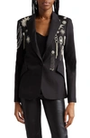 L AGENCE CHAMBERLAIN CRYSTAL PATCHES ONE-BUTTON BLAZER