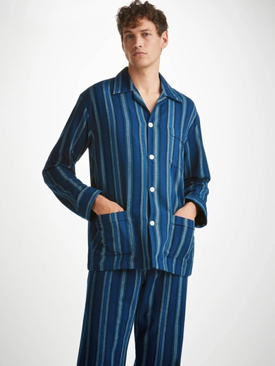 Derek Rose Men's Classic Fit Pyjamas Kelburn 38 Brushed Cotton Blue