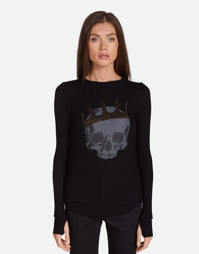 Lauren Moshi Mckinley Diamond Royal Skull In Black