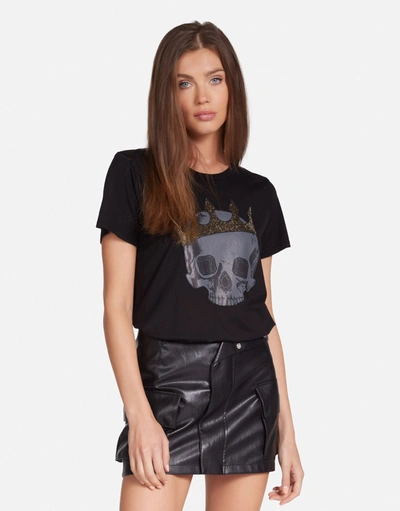 Lauren Moshi Wolf Diamond Royal Skull In Black
