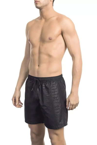 Bikkembergs Chic Side Print Swim Shorts For The Modern Men's Man In Black