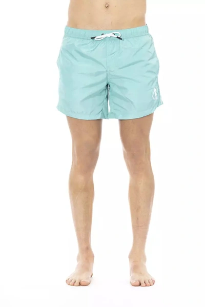 Bikkembergs Sleek Light Blue Swim Shorts With Front Men's Print