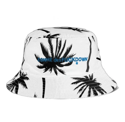 Comme Des Fuckdown Palm Print Chic Fisherman Women's Hat In White