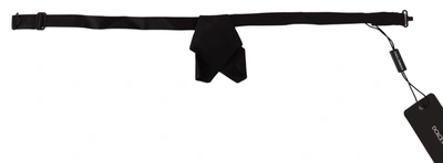 Dolce & Gabbana Black 100% Silk Adjustable Neck Papillon Bow Tie