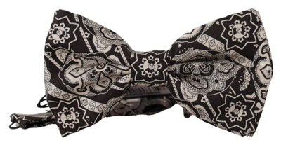 DOLCE & GABBANA DOLCE & GABBANA ELEGANT SILK BOW TIE IN BLACK FANTASY MEN'S PATTERN