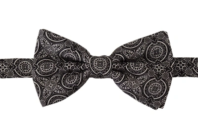 Dolce & Gabbana Black White 100% Silk Adjustable Neck Papillon Tie