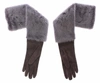 Dolce & Gabbana Gray Mink Fur Lambskin Suede Leather Gloves In Gray