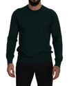 DOLCE & GABBANA DOLCE & GABBANA ELEGANT GREEN CREWNECK CASHMERE MEN'S SWEATER