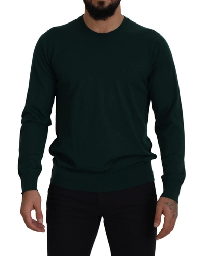 DOLCE & GABBANA DOLCE & GABBANA ELEGANT GREEN CREWNECK CASHMERE MEN'S SWEATER