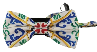 Dolce & Gabbana Multicolor Majolica Print Adjustable Papillon Bow Tie