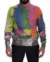 DOLCE & GABBANA DOLCE & GABBANA MULTICOLOR TURTLENECK TV MOTIVE MEN'S SWEATER