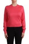 DOLCE & GABBANA DOLCE & GABBANA ELEGANT PINK SILK CREWNECK WOMEN'S SWEATER