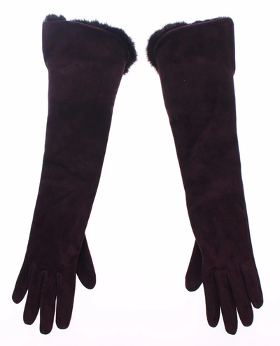 Dolce & Gabbana Purple Mink Fur Goatskin Suede Leather Gloves