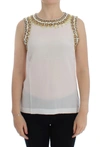 Dolce & Gabbana White Crystal Embellished Tank Top In White