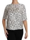 DOLCE & GABBANA DOLCE & GABBANA ELEGANT TRUMPET PRINT SILK BLOUSE WOMEN'S TOP