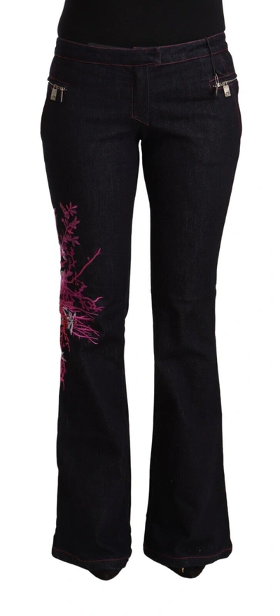 Exte Cotton Stretch Mid Waist Cotton Fla Blue Women's Jeans In Black