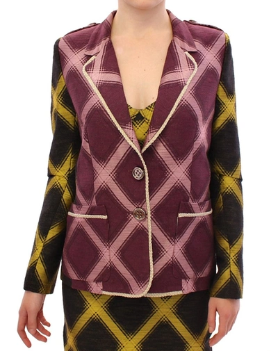 House Of Holland Purple Checkered Blazer Women's Jacket