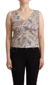 JOHN GALLIANO JOHN GALLIANO MULTICOLOR COTTON SLEEVELESS V-NECK TANK WOMEN'S TOP