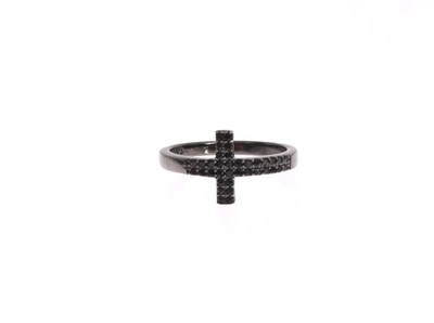 Nialaya Exquisite Black Cz Crystal Sterling Silver Women's Ring