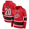 FANATICS FANATICS BRANDED SEBASTIAN AHO RED CAROLINA HURRICANES NAME & NUMBER LACE-UP PULLOVER HOODIE