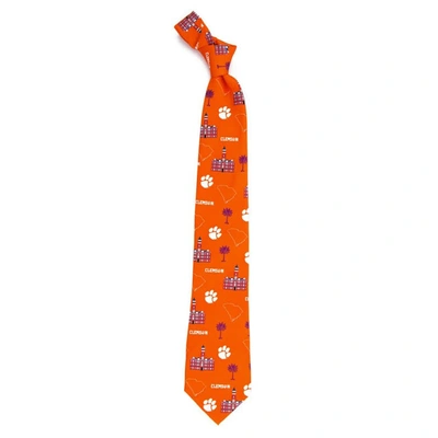 Eagles Wings Clemson Tigers Hometown Silk Tie In Orange