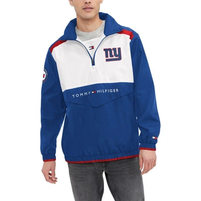 TOMMY HILFIGER TOMMY HILFIGER ROYAL/WHITE NEW YORK GIANTS CARTER HALF-ZIP HOODED TOP