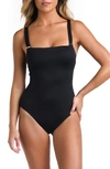 La Blanca Plus Size Lb Luxe Square-neck One-piece Swimsuit In Black