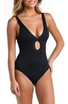 La Blanca Luxe Plunge One-piece Swimsuit In Black